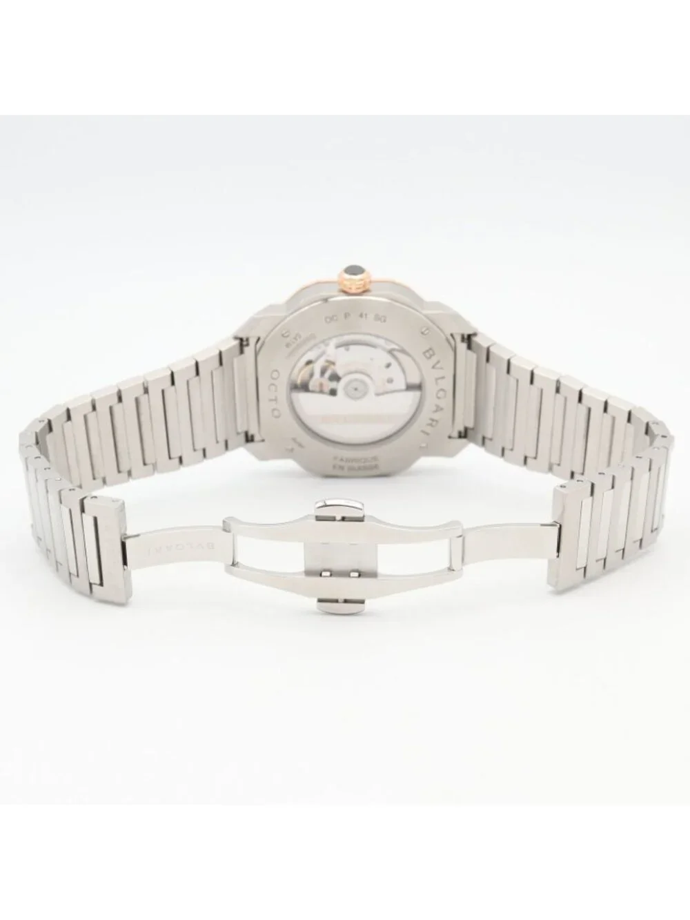 Bvlgari Watch Octo Black 18K Pink Gold Stainless Steel